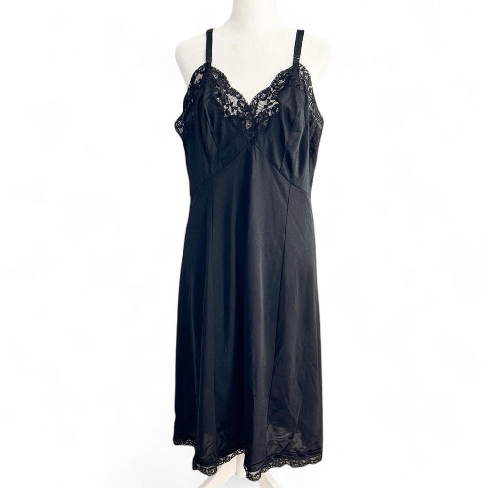 Vintage Gossard Artemis Black Lace Trim Slip Dress 40C Tall Plus